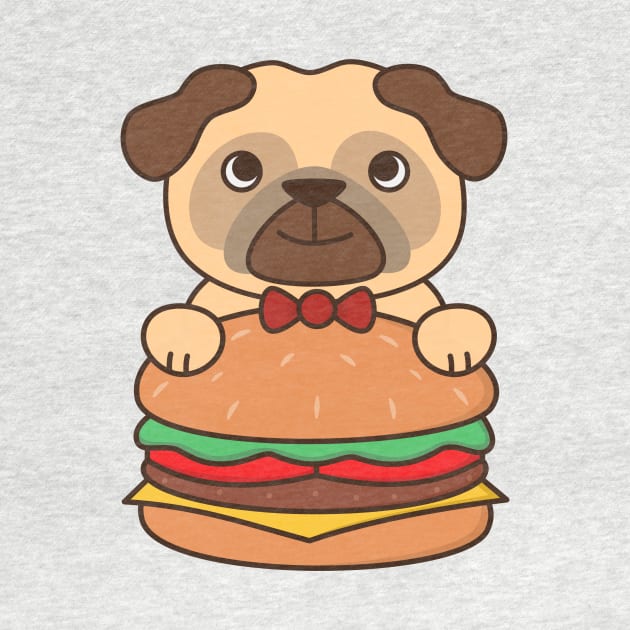 Cute and Kawaii Adorable Pug With Burger by happinessinatee